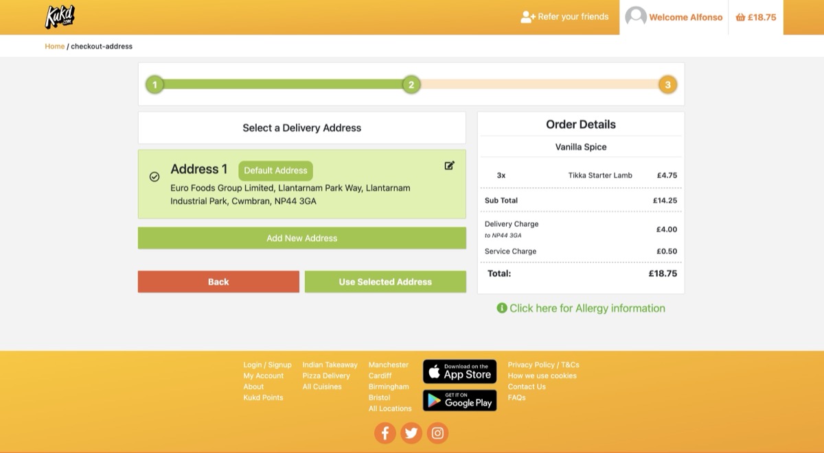 Order checkout flow with payment integration